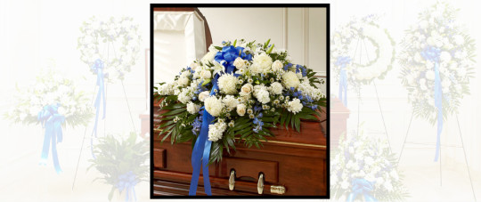 Blue & White Casket Spray