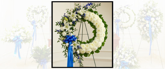 Blue & White Sympathy Wreath SF101