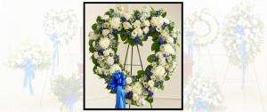 Blue & White Heart Standing Spray SF106