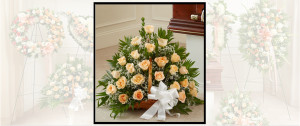 Peach Flowers Sympathy Basket SF310