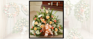 Peach Flowers Sympathy Basket SF311