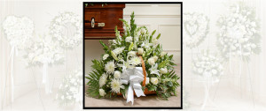 White Flowers Sympathy Basket SF211