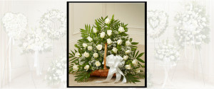 White Flowers Sympathy Basket SF212