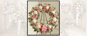 Pink & White Sympathy Wreath SF401