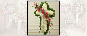 Pink & White Holy Cross Standing Spray SF407