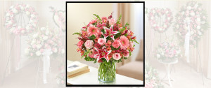 Pink & White Sympathy Vase Arrangement SF413