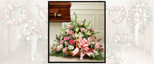 Pink & White Flowers Sympathy Basket SF410