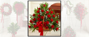 Red Flowers Sympathy Basket SF505