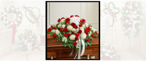 Red & White Flowers Casket Spray SF600