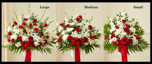 Red & White Flowers Standing Basket SF603