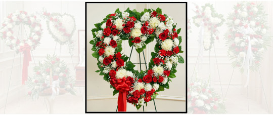 Red & White Heart Standing Spray SF608