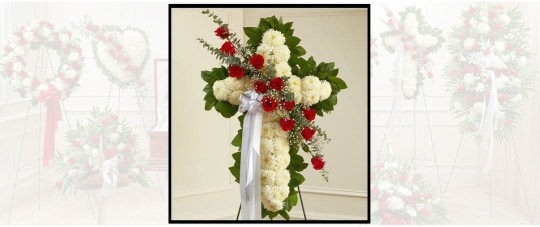 Red & White Holy Cross Standing Spray SF607