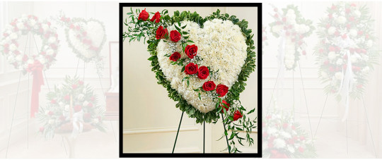 Red & White Heart Standing Spray SF606