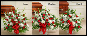 Red & White Flowers Sympathy Basket SF610