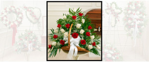 Red & White Flowers Sympathy Basket SF611